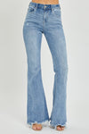 Explore More Collection - Risen Full Size High Rise Frayed Hem Flare Jeans