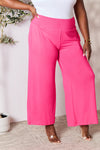 Explore More Collection - Double Take Full Size Smocked Wide Waistband Wide Leg Pants