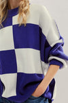 Explore More Collection - Double Take Slit Color Block Mock Neck Batwing Sleeve Sweater