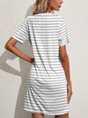 Explore More Collection - Pocketed Striped Round Neck Short Sleeve Dress