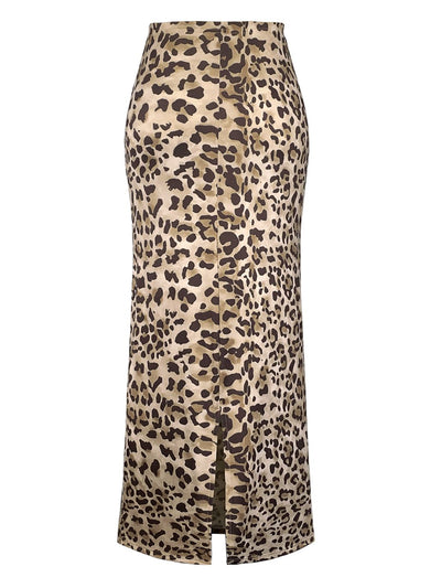 Explore More Collection - Honey Slit Leopard Midi Skirt