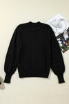 Explore More Collection - Pearl Detail Mock Neck Long Sleeve Sweater