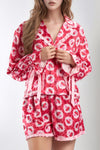 Explore More Collection - Valentine’s Day Frill Strawberry Print Flounce Sleeve Top and Shorts Lounge Set