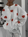 Explore More Collection - Valentine’s Day Heart Round Neck Long Sleeve Sweater