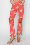 Explore More Collection - RISEN Full Size Distressed Raw Hem Star Pattern Jeans