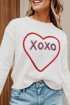 Explore More Collection - XOXO Round Neck Drop Shoulder Sweater