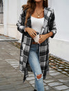 Explore More Collection - Plaid Long Sleeve Hooded Coat