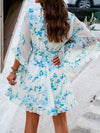 Explore More Collection - Ruffled Printed Surplice Half Sleeve Mini Dress