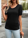 Explore More Collection - Lace Detail Round Neck Short Sleeve T-Shirt