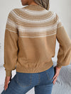 Explore More Collection - Contrast Round Neck Long Sleeve Sweater