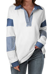 Explore More Collection - Collared Neck Long Sleeve Sweatshirt