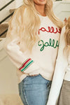 Explore More Collection - Letter Round Neck Long Sleeve Sweater