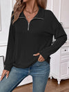 Explore More Collection - Double Take Striped Half Zip Long Sleeve T-Shirt