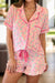 Explore More Collection - Candy Cane Collared Neck Top and Shorts Lounge Set