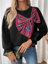 Explore More Collection - Perfee Bow Round Neck Long Sleeve Sweatshirt