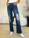 Explore More Collection - Judy Blue Full Size Mid Rise Distressed Raw Hem Jeans