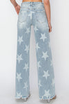 Explore More Collection - RISEN Full Size Raw Hem Star Wide Leg Jeans