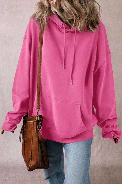 Explore More Collection - Drawstring Pocketed Long Sleeve Hoodie