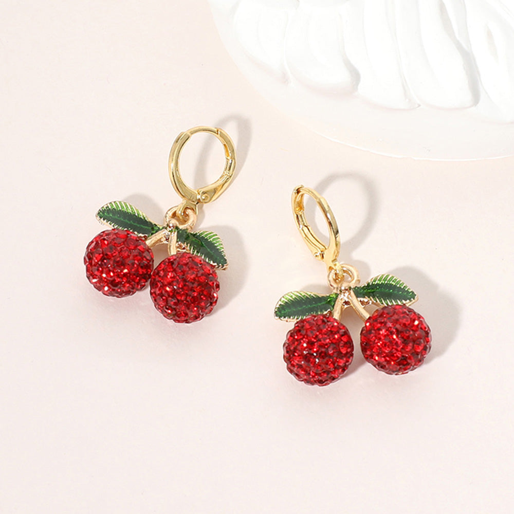 18K Gold Dipped Stone Studded Cherry Earrings