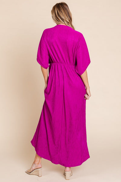 Explore More Collection - BOMBOM Surplice Maxi Dress with Pockets