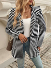 Explore More Collection - Devine Striped Long Sleeve Hooded Outerwear