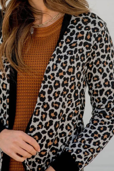 Explore More Collection - Pocketed Leopard Open Front Cover Up