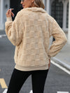 Explore More Collection - Fuzzy Quarter Zip Long Sleeve Sweatshirt