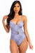 Explore More Collection - One Piece Buckle Belt embellish Denim Swimsuit