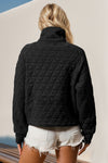 Explore More Collection - Double Take Half Zip Long Sleeve Quilted Sweatshirt with Pocket