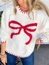 Explore More Collection - Bow Round Neck Long Sleeve Sweater