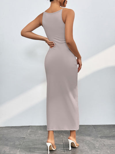 Explore More Collection - Round Neck Wrap Midi Cami Dress