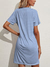 Explore More Collection - Pocketed Striped Round Neck Short Sleeve Dress