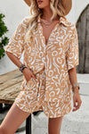 Explore More Collection - Printed Button Up Shirt and Shorts Set