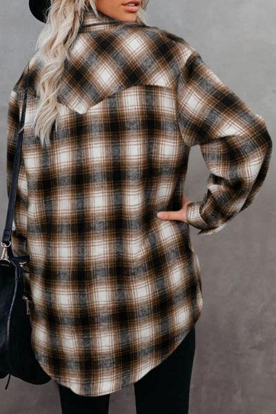 Explore More Collection - Full Size Plaid Collared Neck Long Sleeve Shirt