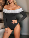 Explore More Collection - Perfee Sequin Ruffled Off-Shoulder Long Sleeve Bodysuit