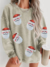 Explore More Collection - Sequin Santa Patch Ribbed Sweatshirt