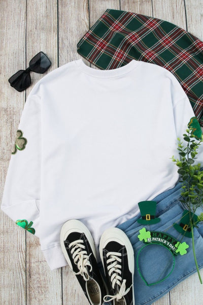 Explore More Collection - Lucky Clover Round Neck Long Sleeve Sweatshirt