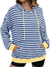 Explore More Collection - Drawstring Striped Long Sleeve Hoodie