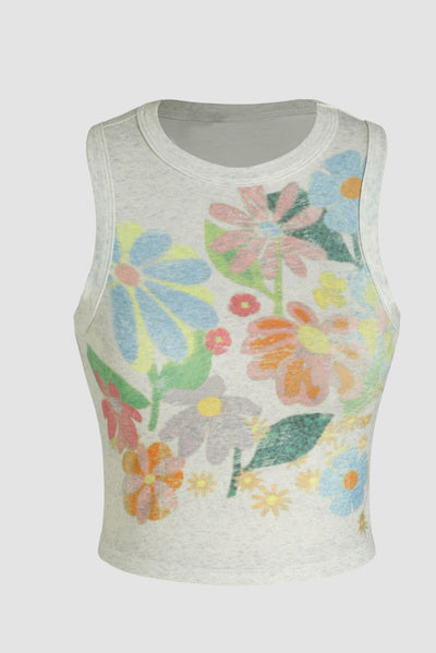 Explore More Collection - Flower Round Neck Tank