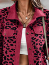 Explore More Collection - Full Size Leopard Collared Neck Button Up Long Sleeve Jacket