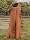 Explore More Collection - Scoop Neck Half Sleeve Wide Leg Jumpsuit