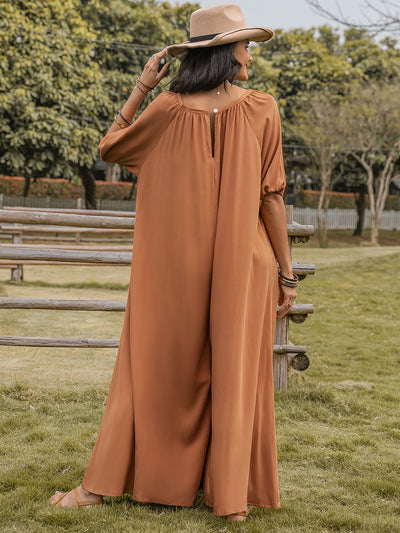 Explore More Collection - Scoop Neck Half Sleeve Wide Leg Jumpsuit