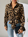 Explore More Collection - Leopard Collared Neck Long Sleeve Shirt