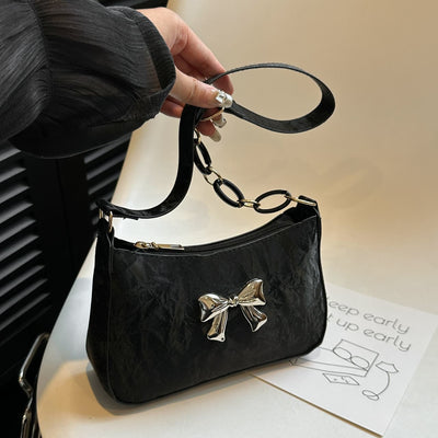 Explore More Collection - Bow PU Leather Shoulder Bag