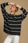 Explore More Collection - Umgee Wool Blend Striped Round Neck Sweater