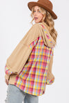 Explore More Collection - SAGE + FIG Full Size Plaid Print Washed Hoodie