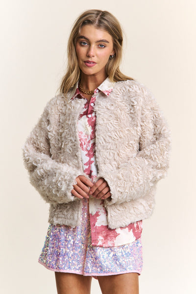 Explore More Collection - J.NNA Mixed Fabric Chic Jacket