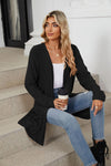 Explore More Collection - Pocketed Open Front Long Sleeve Cardigan