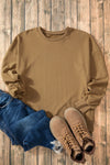 Explore More Collection - High-Low Round Neck Long Sleeve Sweatshirt