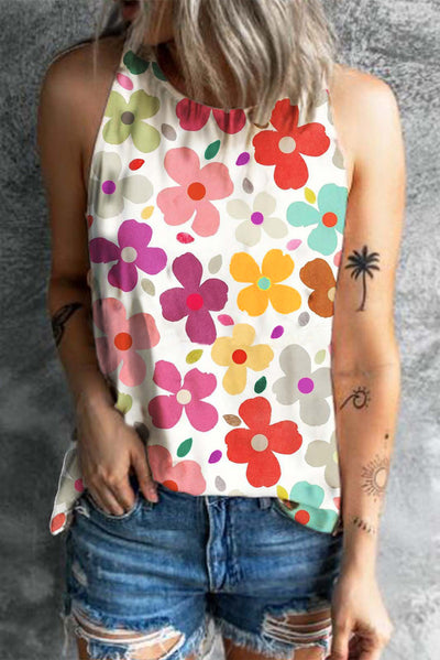 Explore More Collection - Flower Printed Round Neck Tank